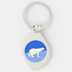 Polar Bear Mom and Cub Painting - Wildlife Art Keychain