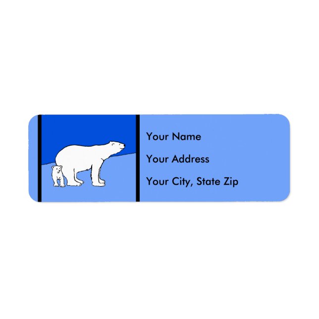 Polar Bear Mom and Cub Painting - Wildlife Art Label (Front)