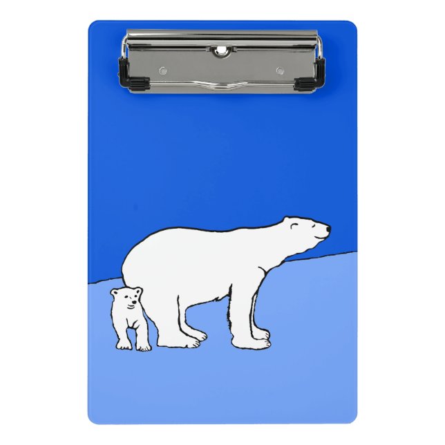Polar Bear Mom and Cub Painting - Wildlife Art Mini Clipboard (Front)