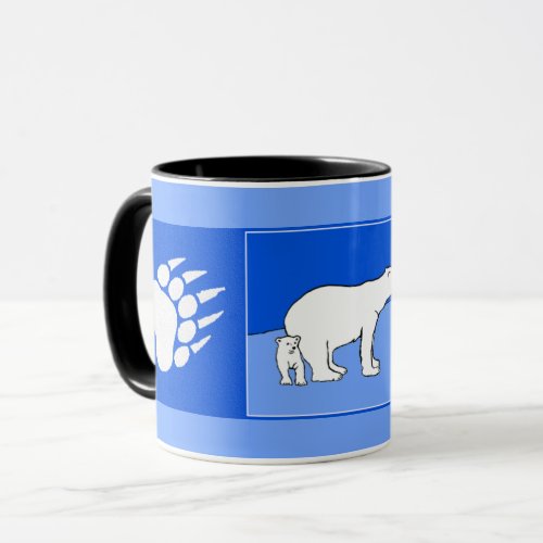 Polar Bear Mom and Cub Painting _ Wildlife Art Mug