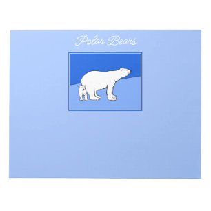 Polar Bear Mom and Cub Painting - Wildlife Art Notepad