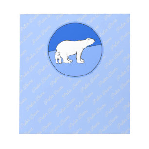 Polar Bear Mom and Cub Painting - Wildlife Art Notepad