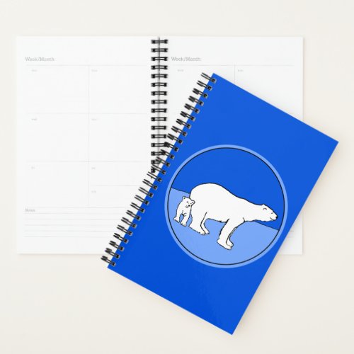 Polar Bear Mom and Cub Painting _ Wildlife Art Planner