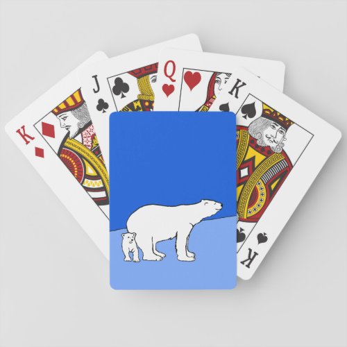 Polar Bear Mom and Cub Painting _ Wildlife Art Playing Cards