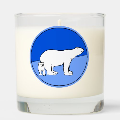 Polar Bear Mom and Cub Painting _ Wildlife Art Scented Candle