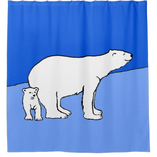 Polar Bear Mom and Cub Painting _ Wildlife Art Shower Curtain
