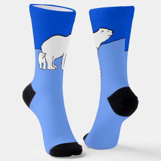 Polar Bear Mom and Cub Painting - Wildlife Art Socks (Angled)