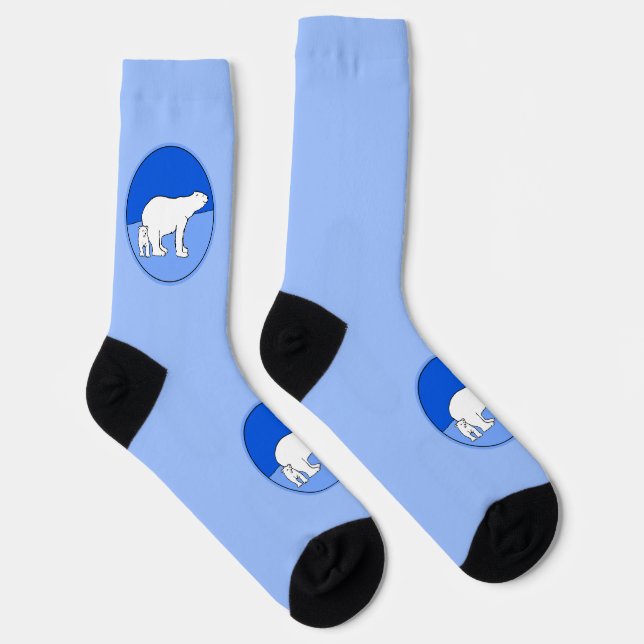 Polar Bear Mom and Cub Painting - Wildlife Art Socks (Right)