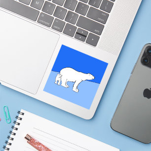 Polar Bear Mom and Cub Painting - Wildlife Art Sticker