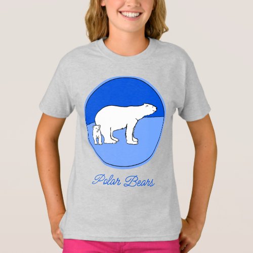 Polar Bear Mom and Cub Painting _ Wildlife Art T_S T_Shirt