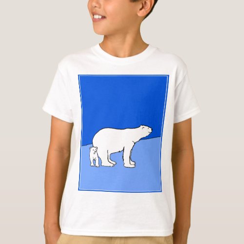 Polar Bear Mom and Cub Painting _ Wildlife Art T_Shirt