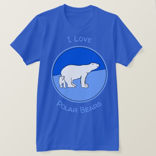 Polar Bear Mom and Cub Painting _ Wildlife Art T_Shirt