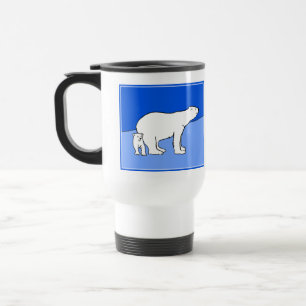 Polar Bear Mom and Cub Painting - Wildlife Art Travel Mug