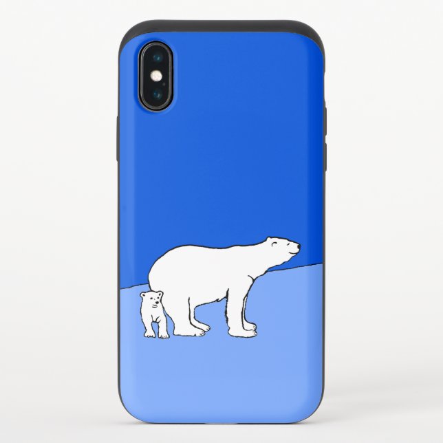 Polar Bear Mom and Cub Painting - Wildlife Art Uncommon iPhone Case (Back)
