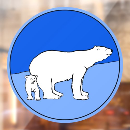Polar Bear Mom and Cub Painting _ Wildlife Art Window Cling