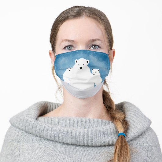 Polar Bear Mom And Cubs Adult Cloth Face Mask (Worn)