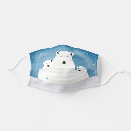 Polar Bear Mom And Cubs Adult Cloth Face Mask (Front, Unfolded)