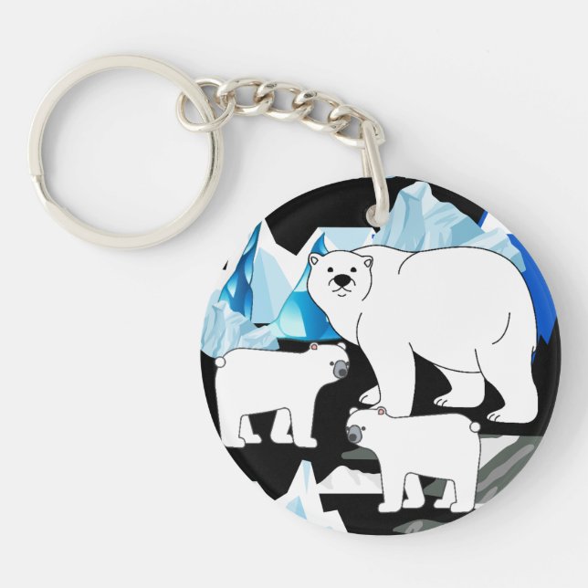 Polar Bear Mom And Cubs Keychain (Front)
