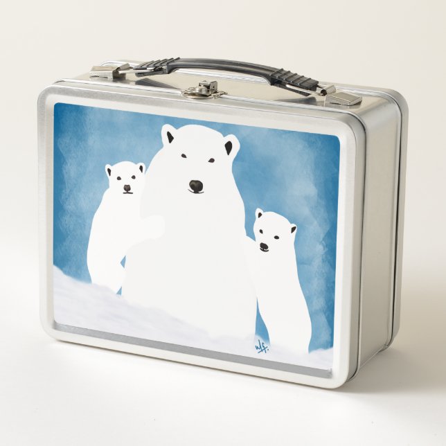 Polar Bear - Mom and cubs - Metal lunch box (Front)