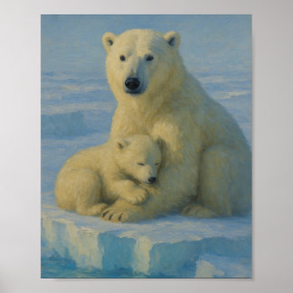 Polar Bear Mom & Cub  Poster