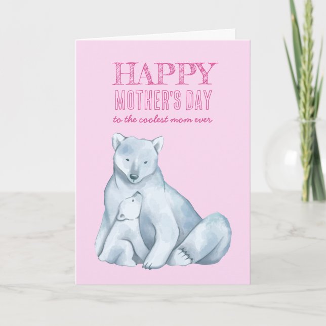 Polar Bear Mom Cute Happy Mother's Day Card (Front)