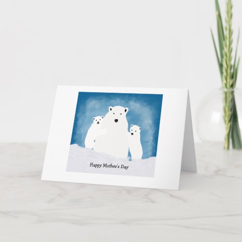 Polar Bear Mom with cubs Card