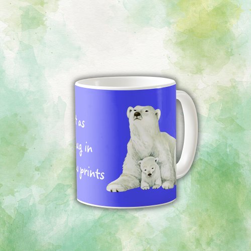Polar bear mom with her cub  coffee mug