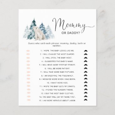 Polar bear mommy or daddy baby shower game