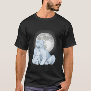 Polar Bear Moon Art Antarctica Winter Polar Bear L T-Shirt