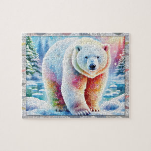 Polar Bear Mosaic, Wild Animals, Tiles, Gift, Jigsaw Puzzle