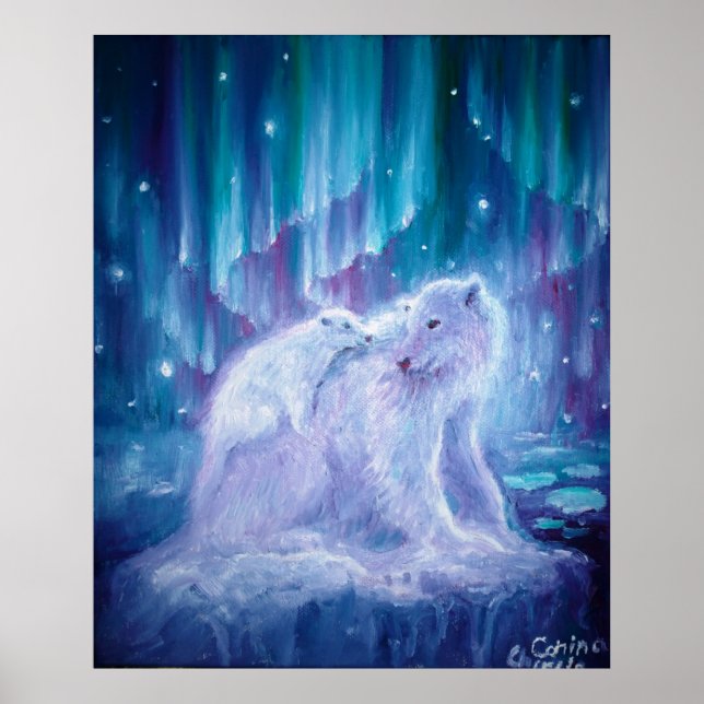 Polar bear mother  and baby poster (Front)