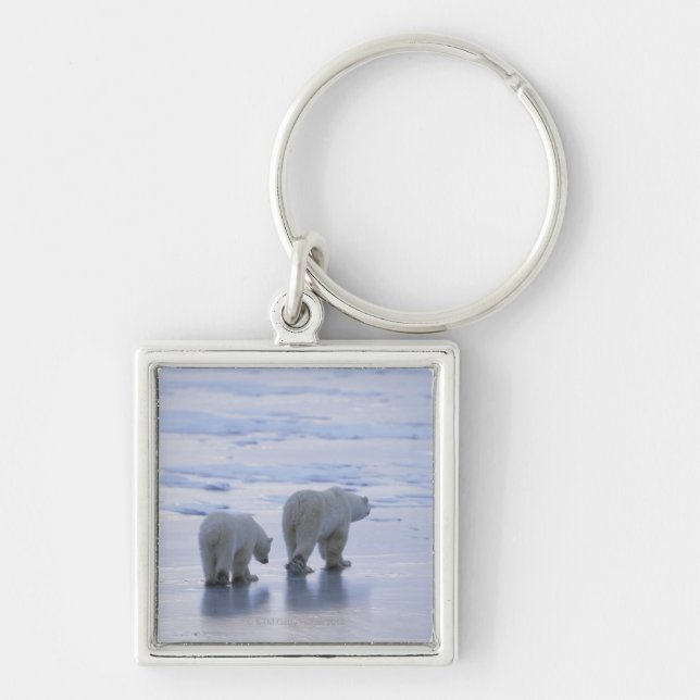 Polar Bear Mother and Cub Keychain (Front)