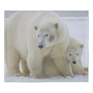 POLAR BEAR MOTHER AND CUB NORTHERN ALASKA DUVET COVER