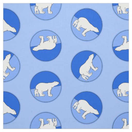 Polar Bear Mother and Cub Painting Wildlife Art Fabric