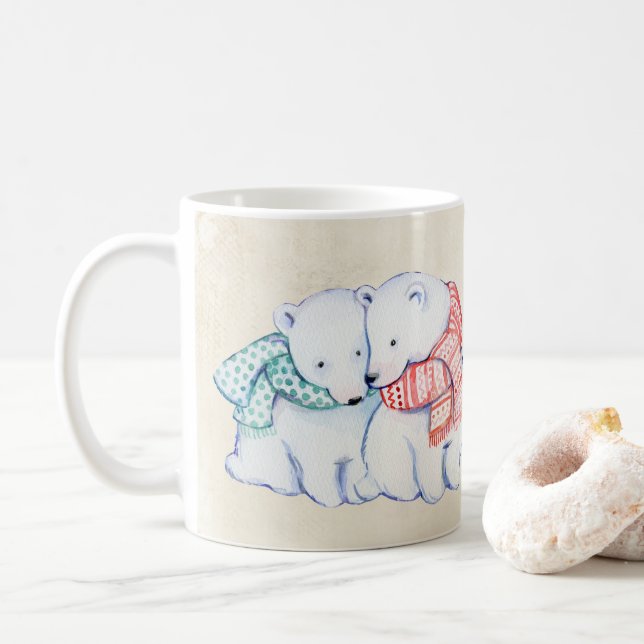 POLAR BEAR MUG.  POLARBEAR GIFT COFFEE MUG (With Donut)