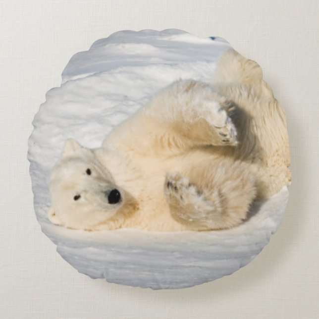 Polar Bear near Hudson Bay Round Pillow (Front)
