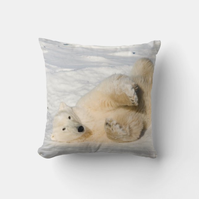 Polar Bear near Hudson Bay Throw Pillow (Front)