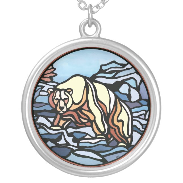 Polar Bear Necklace Native Art Bear Necklace (Front)