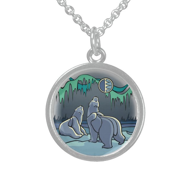 Polar Bear Necklace Native Bear Art Jewelry (Front)