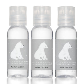 Polar Bear Neutral Gray Winter Baby Shower Hand Sanitizer