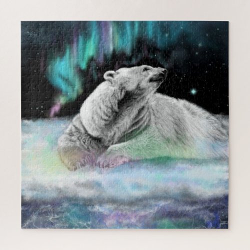 Polar Bear Night _ Migned Drawing Art Collection Jigsaw Puzzle