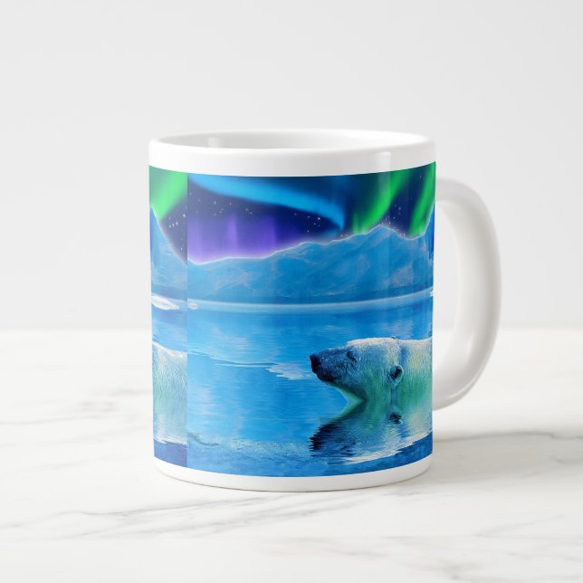 Polar Bear & Northern Lights Jumbo Soup Mug (Front Right)