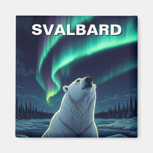 Polar Bear northern lights Svalbard Norway Magnet