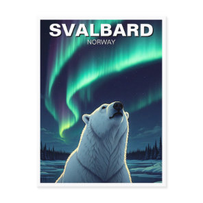Polar Bear northern lights Svalbard Norway Postcard
