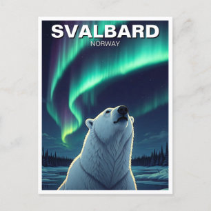 Polar Bear northern lights Svalbard Norway Postcard