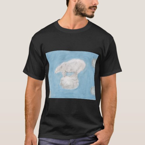 Polar bear on a cloud in the sky T_Shirt