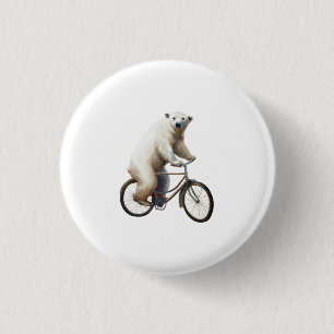 Polar Bear On Bicycle Button