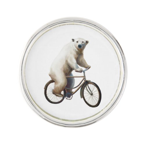 Polar Bear On Bicycle Lapel Pin