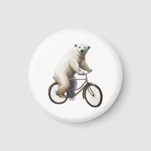 Polar Bear On Bicycle Magnet