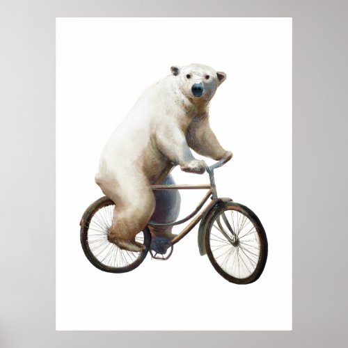 Polar Bear On Bicycle Poster
